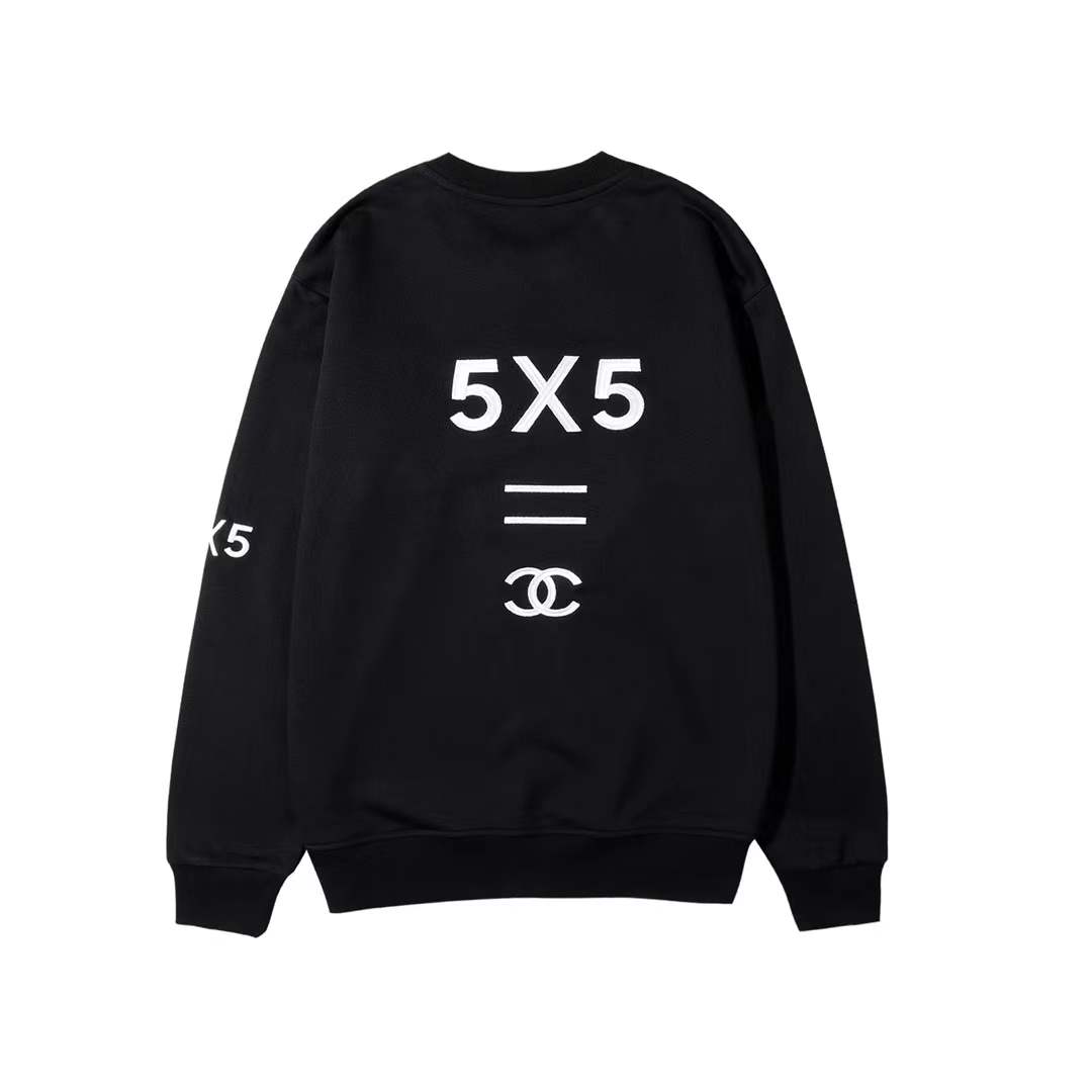 Chanel crewneck sweatshirt with the logo and "PARIS" text on the chest, and the number "5" on the sleeve