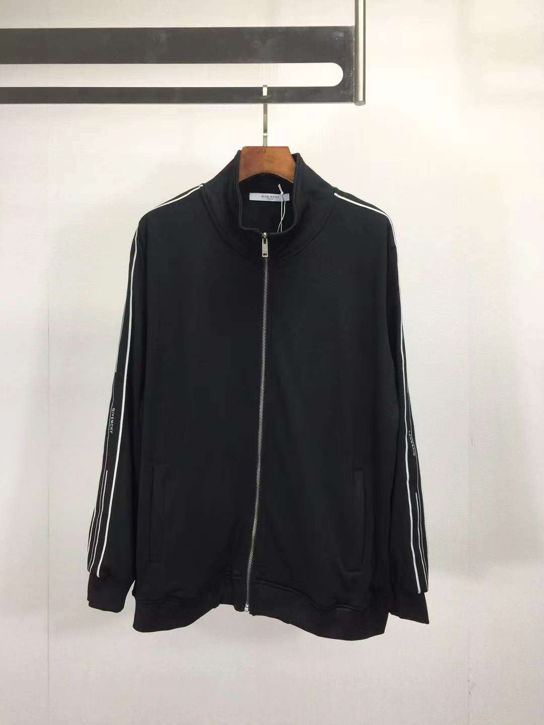 Givenchy taped sleeve logo track jacket black