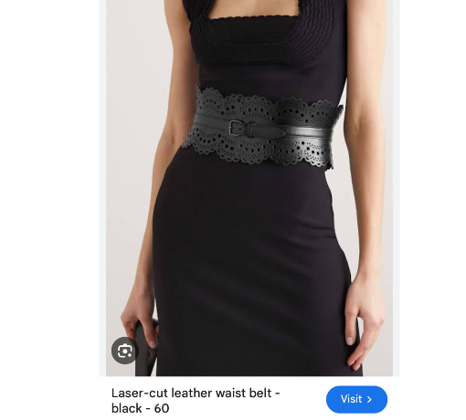 Alaïa black leather laser-cut waist belt.