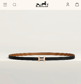 Hermès Focus H buckle and reversible leather strap belt 2.4mm in black and tawny brown leather with a rose gold-plated