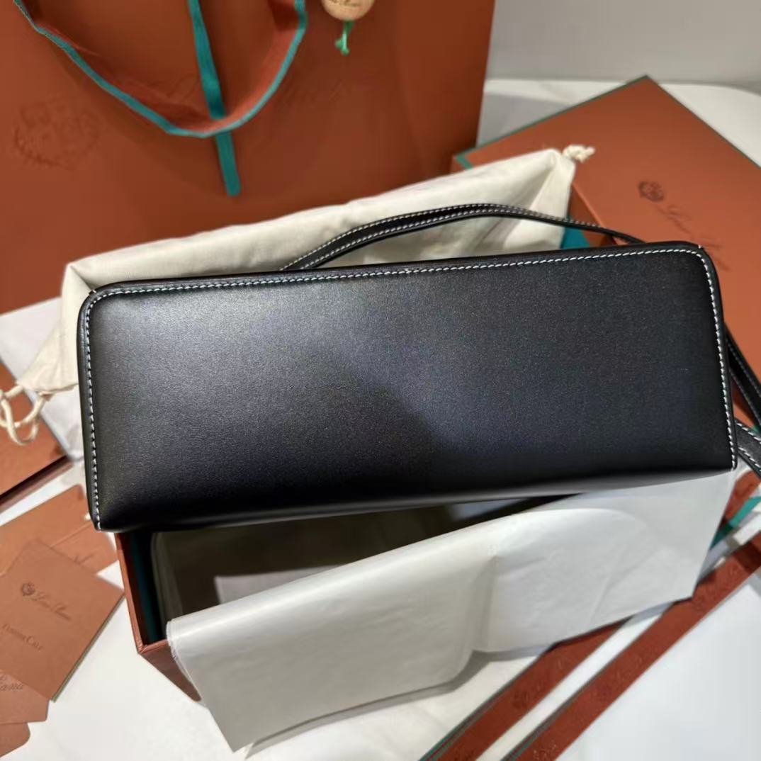 Loro Piana Extra Bag L27 in black smooth calfskin leather