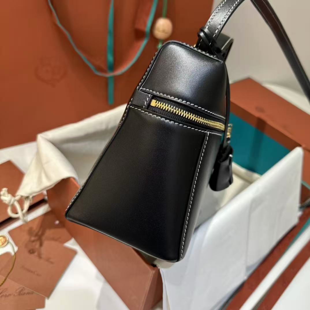 Loro Piana Extra Bag L27 in black smooth calfskin leather