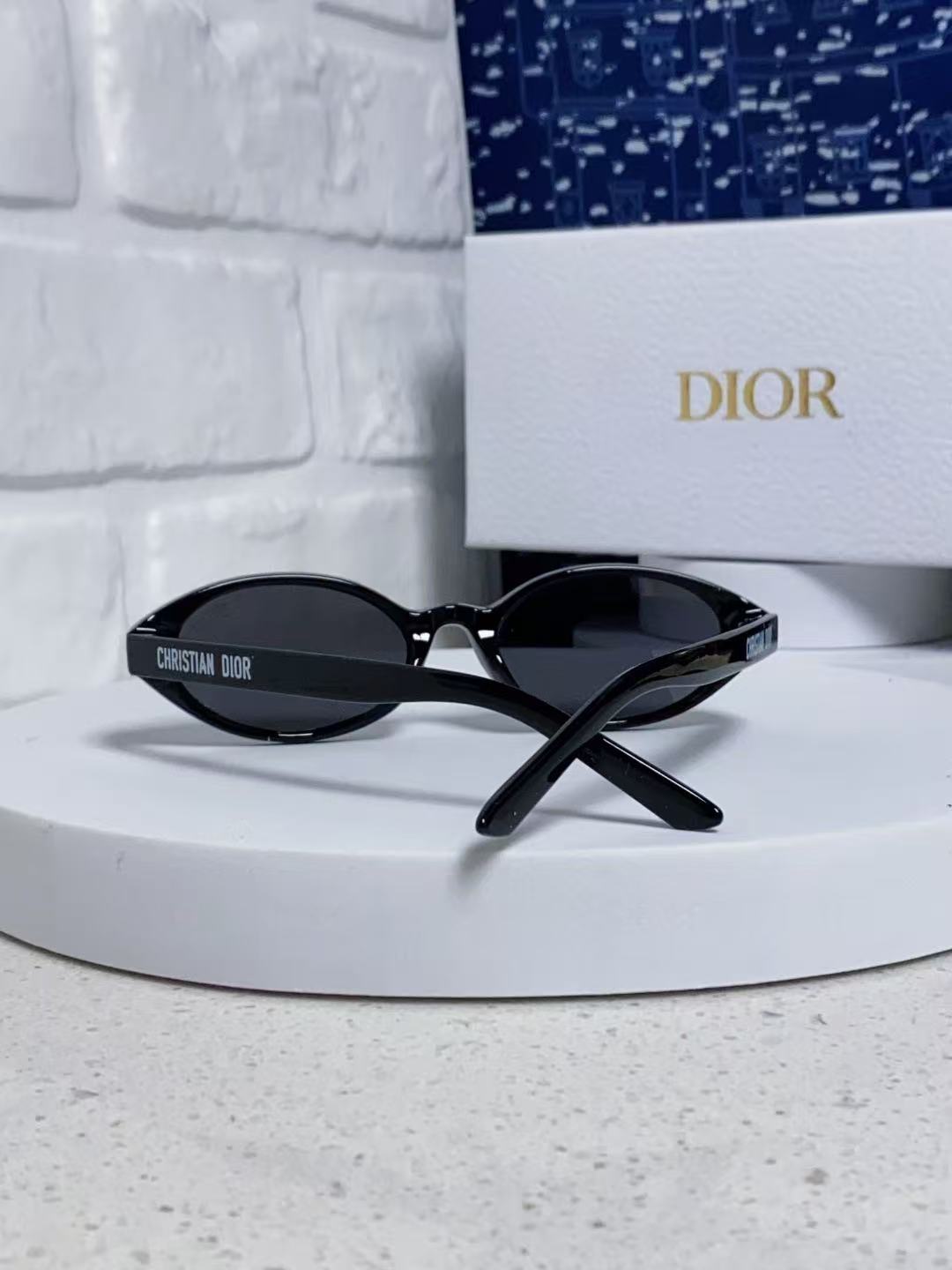 Christian Dior Black Oval Sunglasses