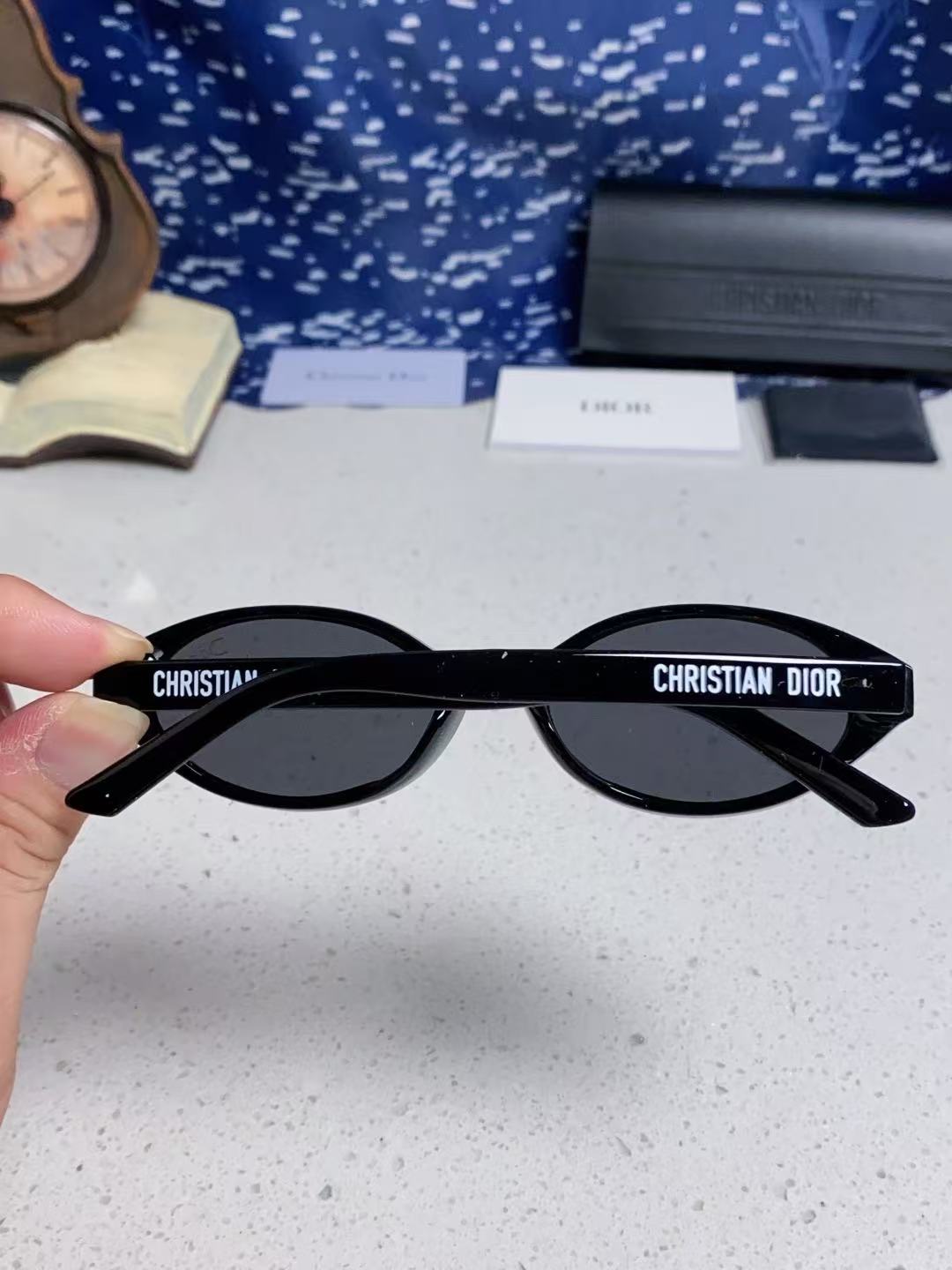 Christian Dior Black Oval Sunglasses