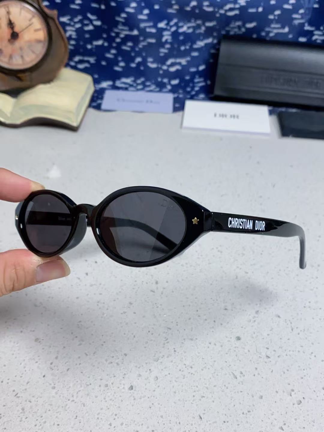 Christian Dior Black Oval Sunglasses