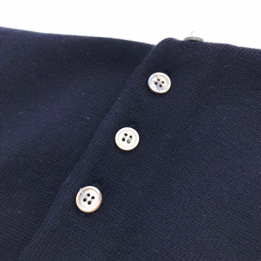 Thom Browne 4-Bar merino wool knitted polo in navy blue
