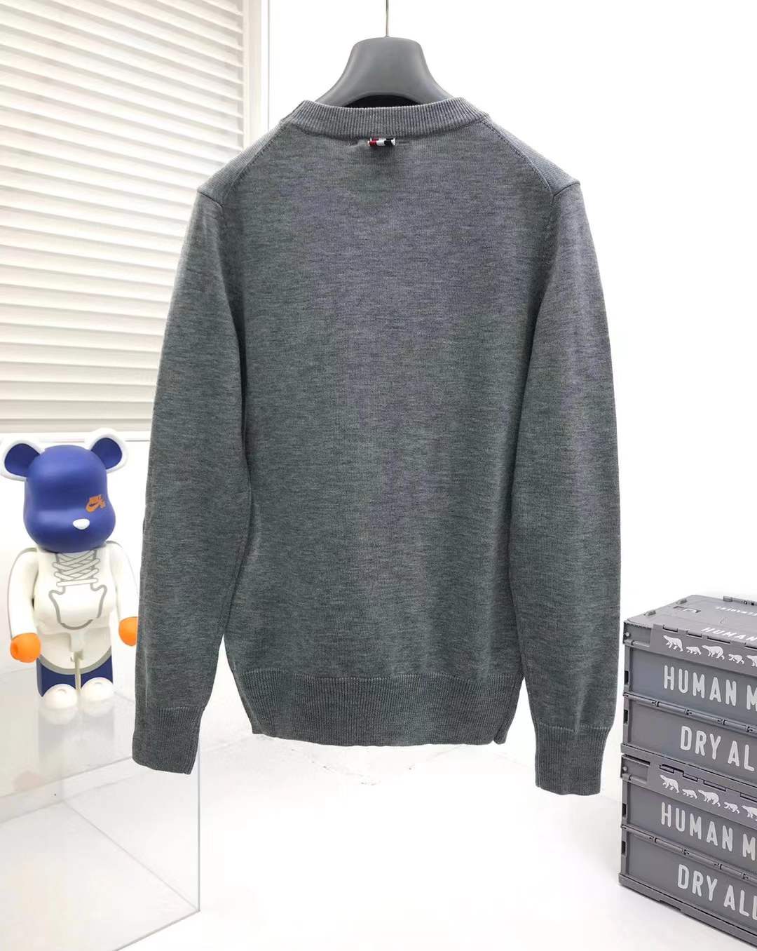 Thom Browne wool 4-Bar pullover in light grey