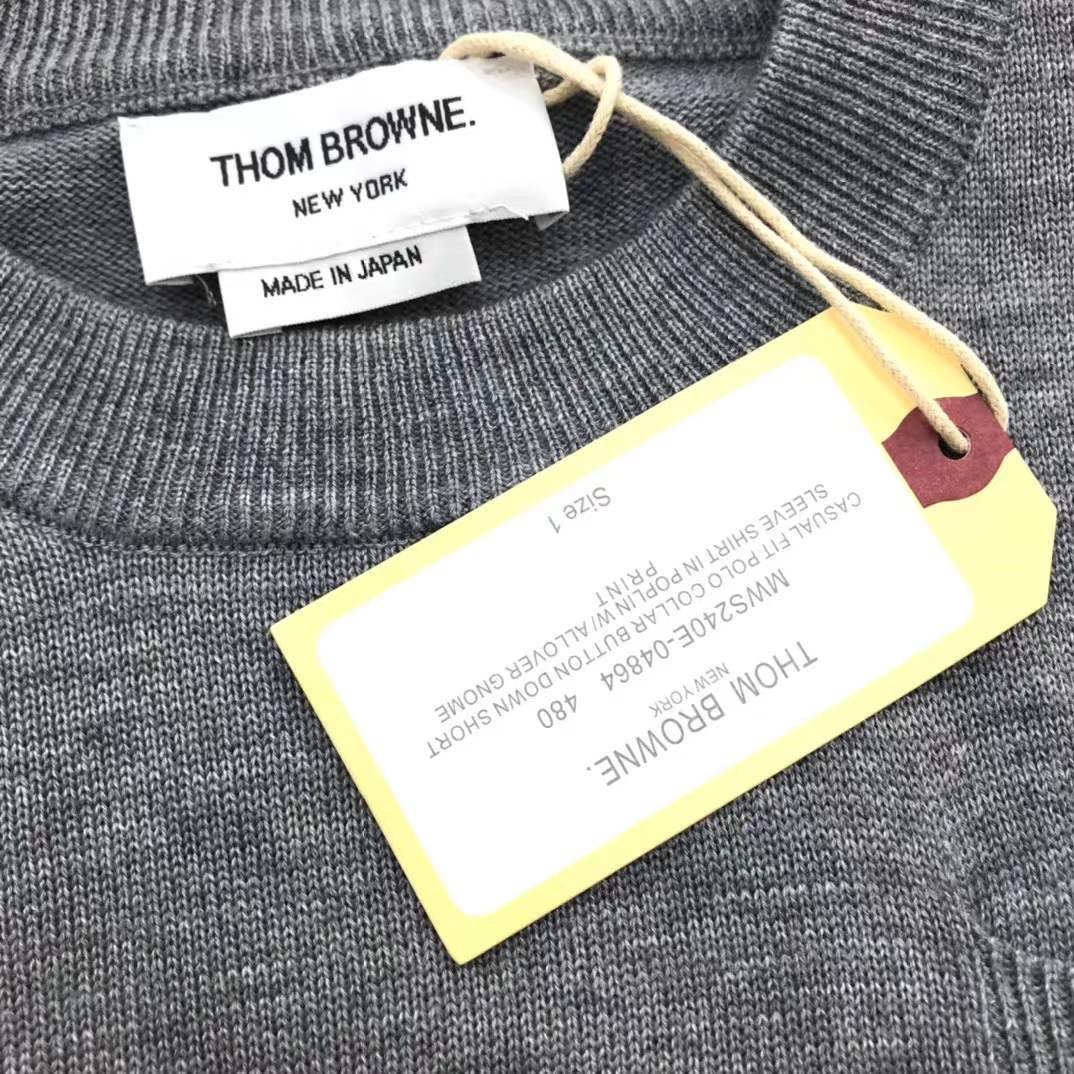 Thom Browne wool 4-Bar pullover in light grey