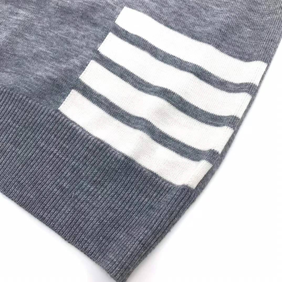 Thom Browne wool 4-Bar pullover in light grey