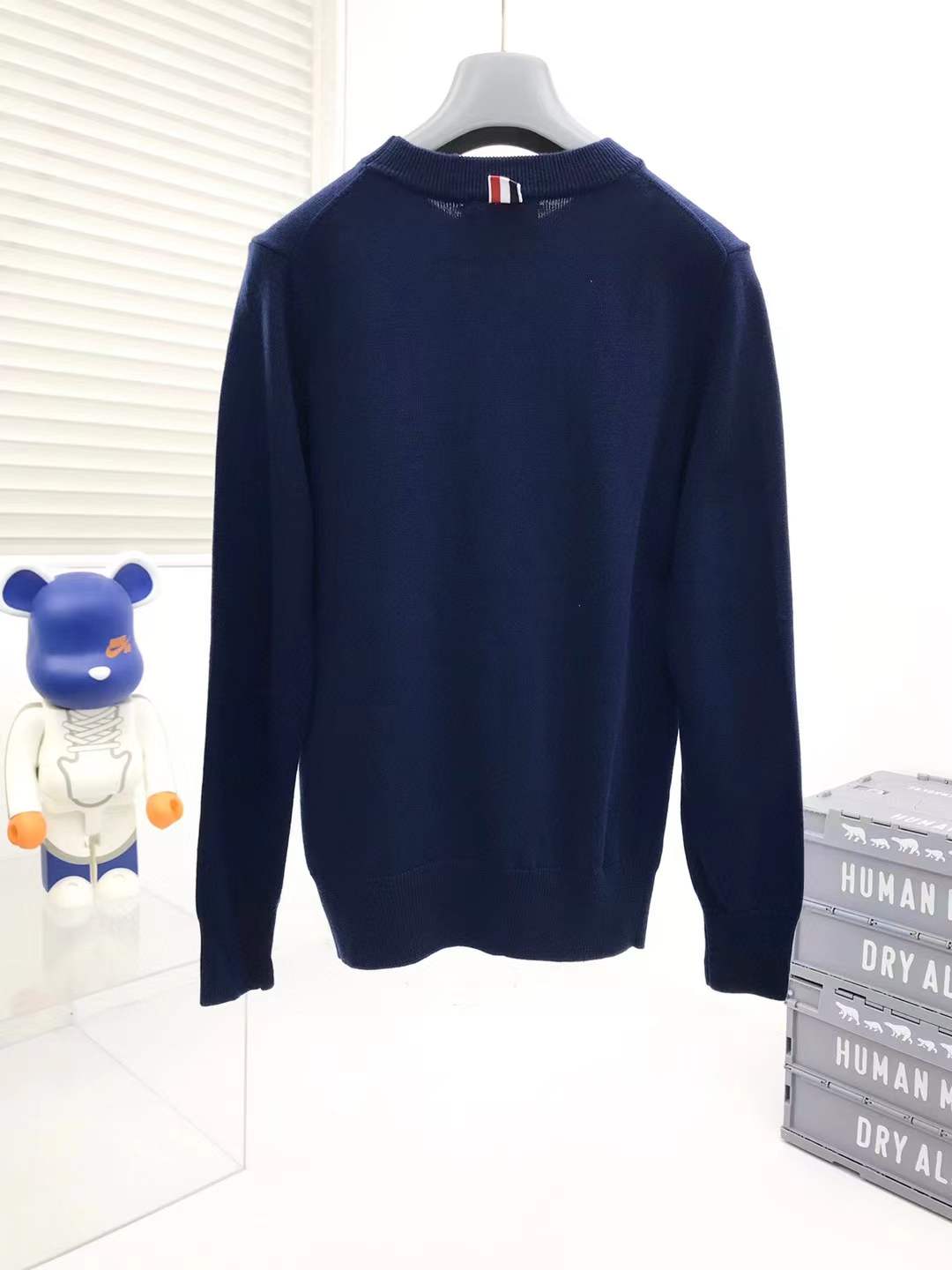 Thom Browne 4-Bar sweater in navy blue merino wool or cashmere