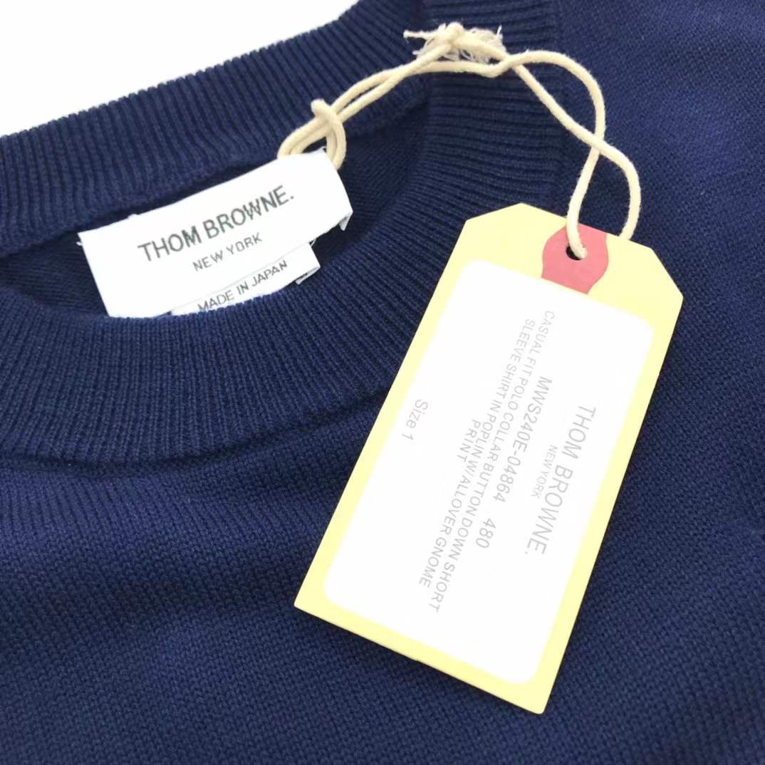 Thom Browne 4-Bar sweater in navy blue merino wool or cashmere
