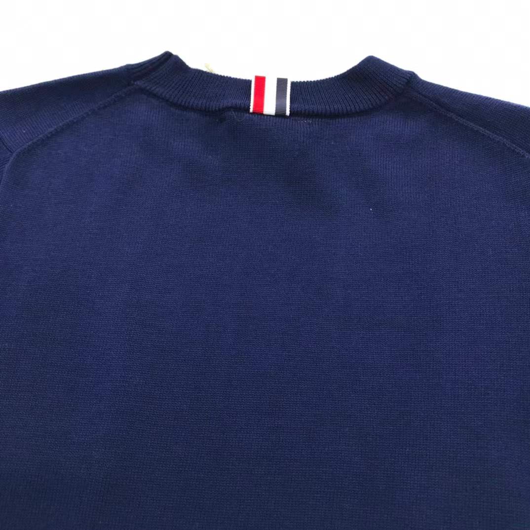 Thom Browne 4-Bar sweater in navy blue merino wool or cashmere