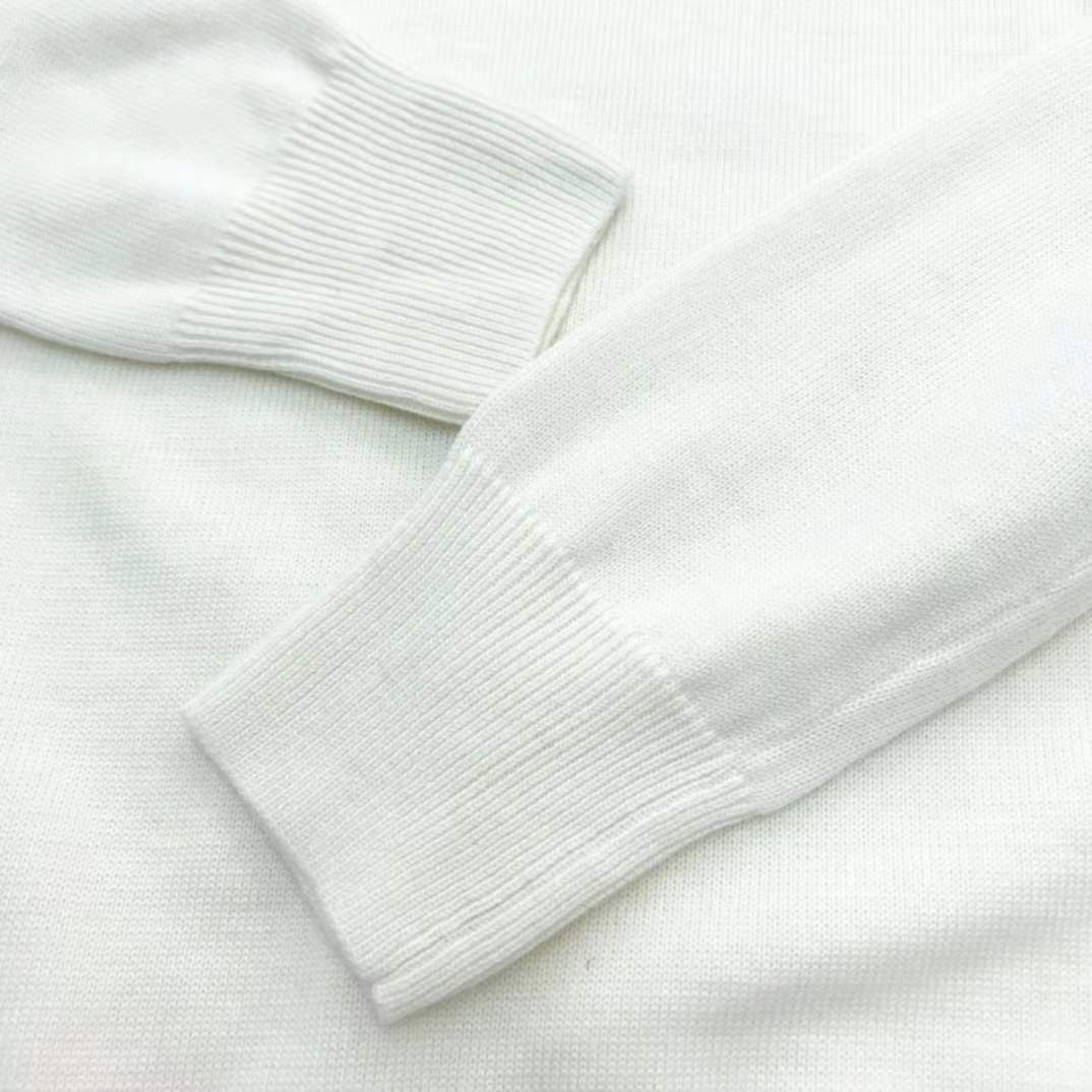 Thom Browne men's white cotton 4-bar crewneck pullover sweater