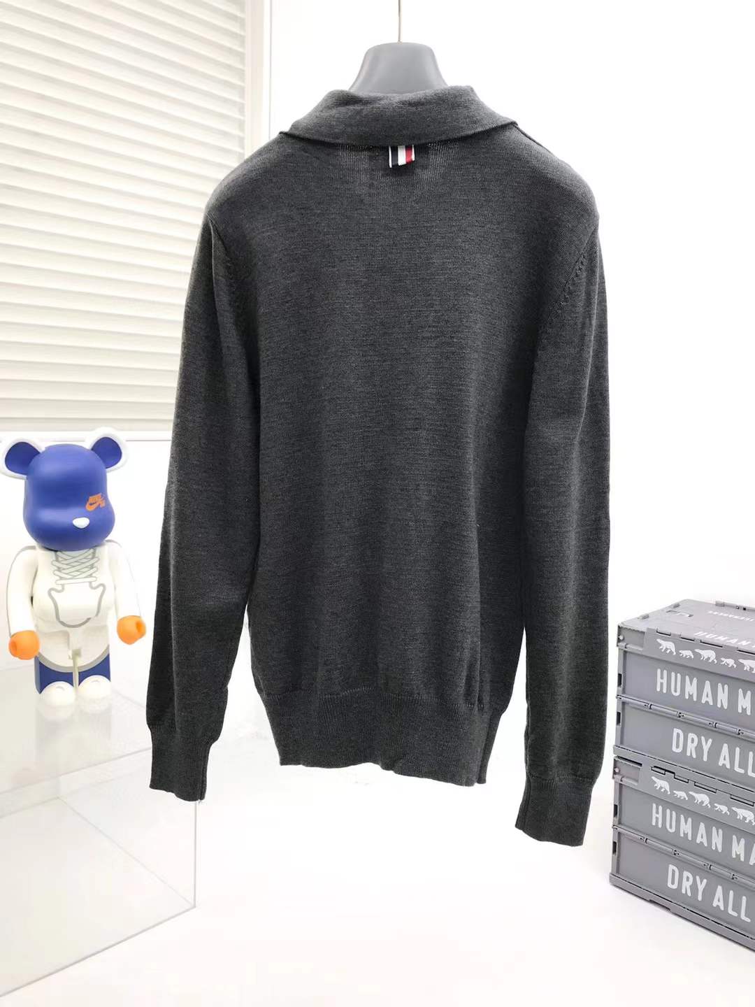 Thom Browne 4-Bar merino wool polo sweater in grey