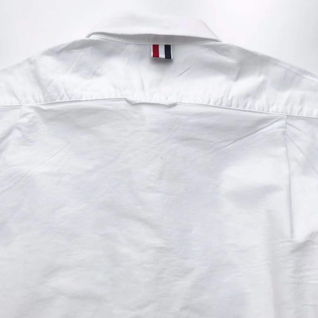 Thom Browne 4-bar striped cotton Oxford shirt in white