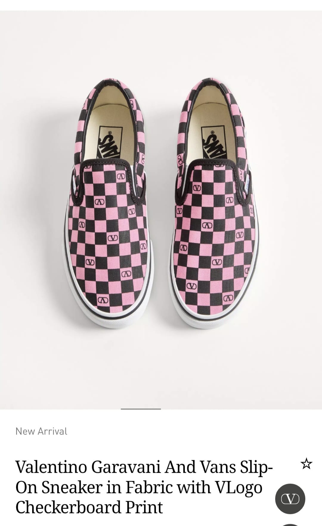 Valentino Garavani and Vans Classic Slip-On sneaker in fabric with a pink orchid and black VLogo Checkerboard print