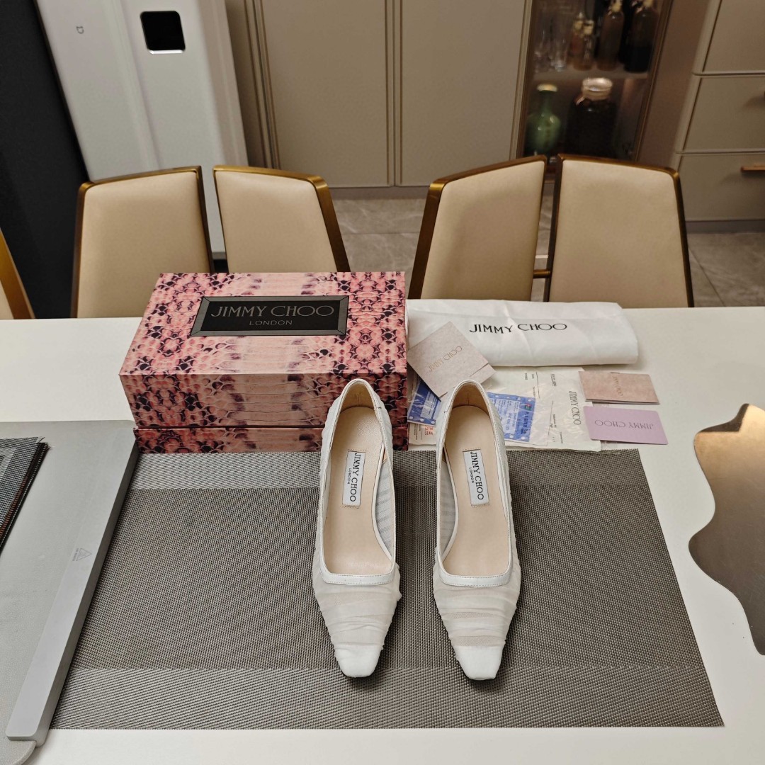 Jimmy Choo Lotta 100 ruched tulle heeled pump in ivory