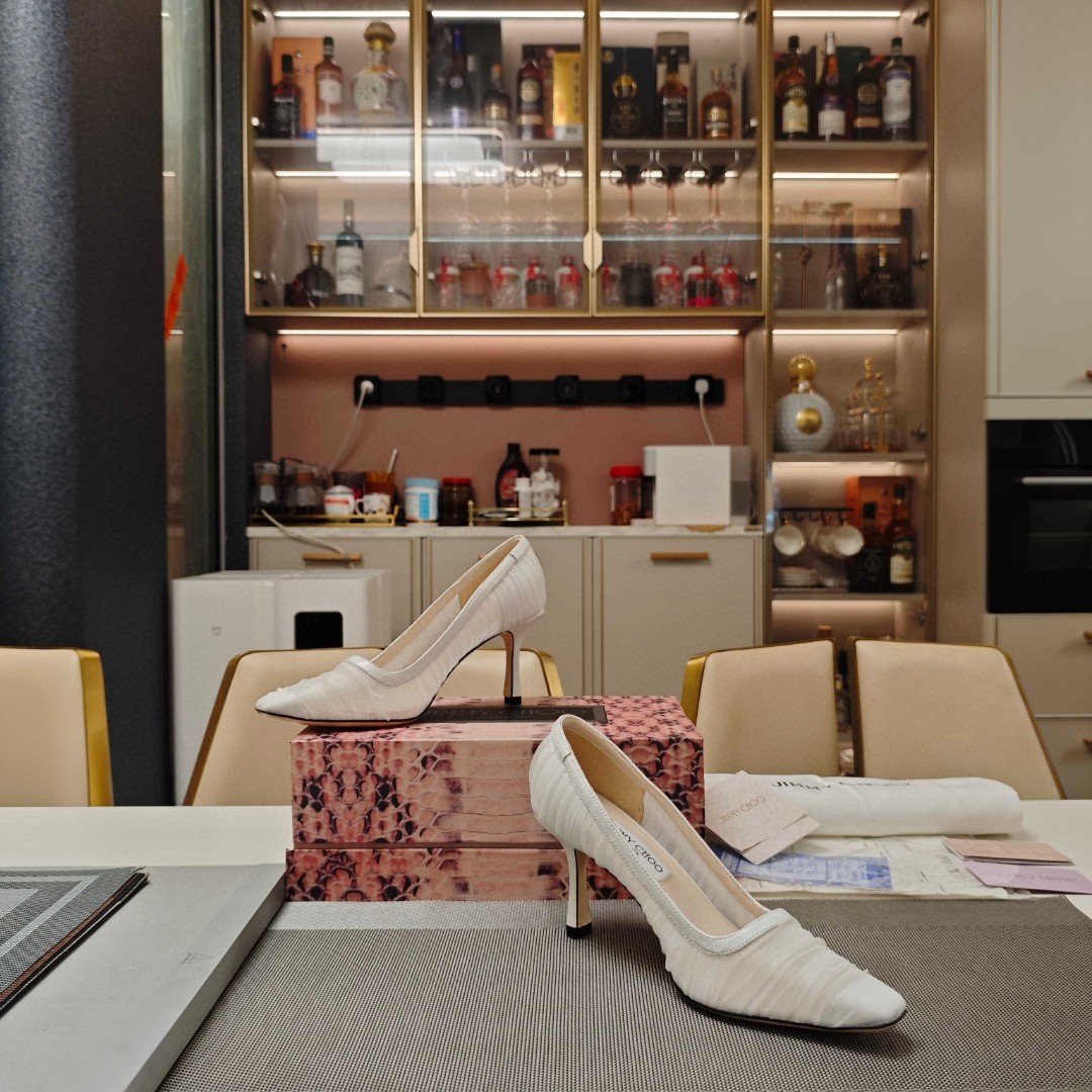 Jimmy Choo Lotta 100 ruched tulle heeled pump in ivory