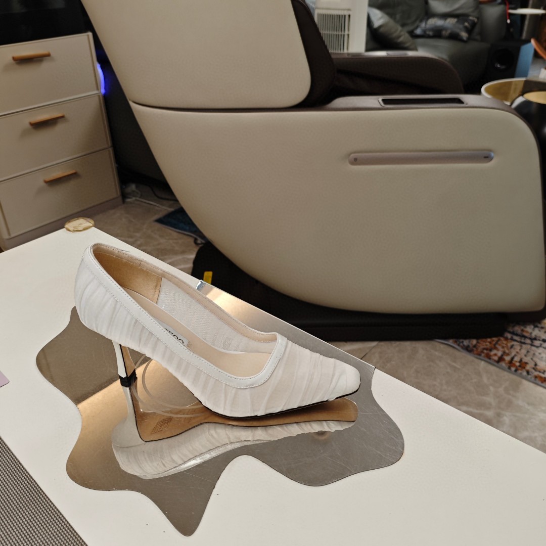 Jimmy Choo Lotta 100 ruched tulle heeled pump in ivory