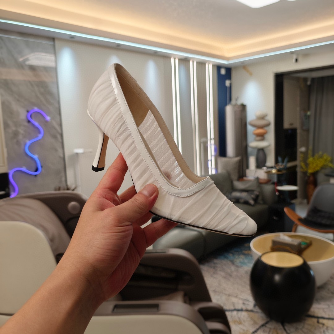 Jimmy Choo Lotta 100 ruched tulle heeled pump in ivory