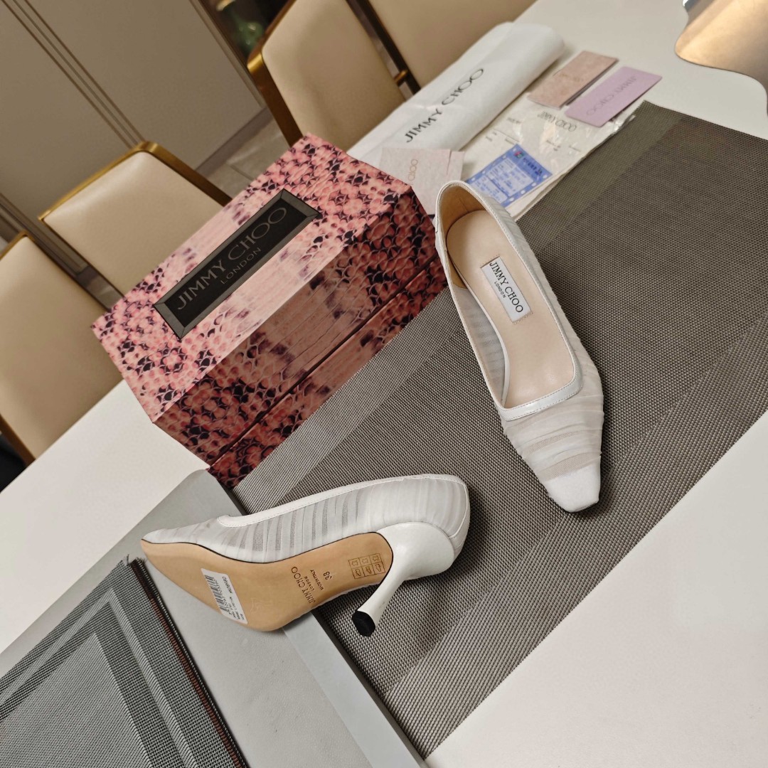 Jimmy Choo Lotta 100 ruched tulle heeled pump in ivory