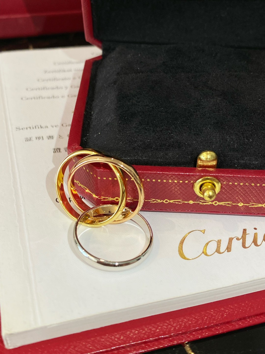 Cartier Trinity ring in 18k white, rose, and yellow gold