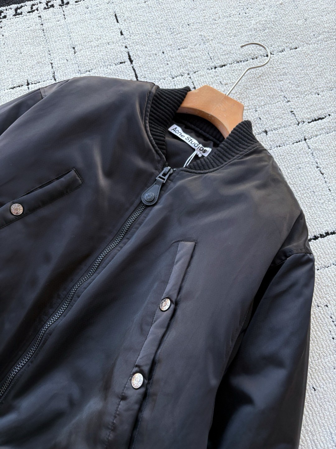 Acne Studios logo bomber jacket in black nylon