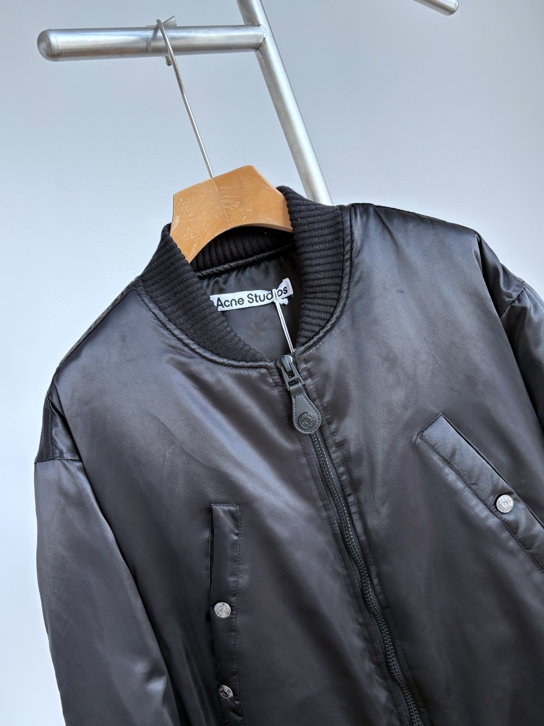 Acne Studios logo bomber jacket in black nylon