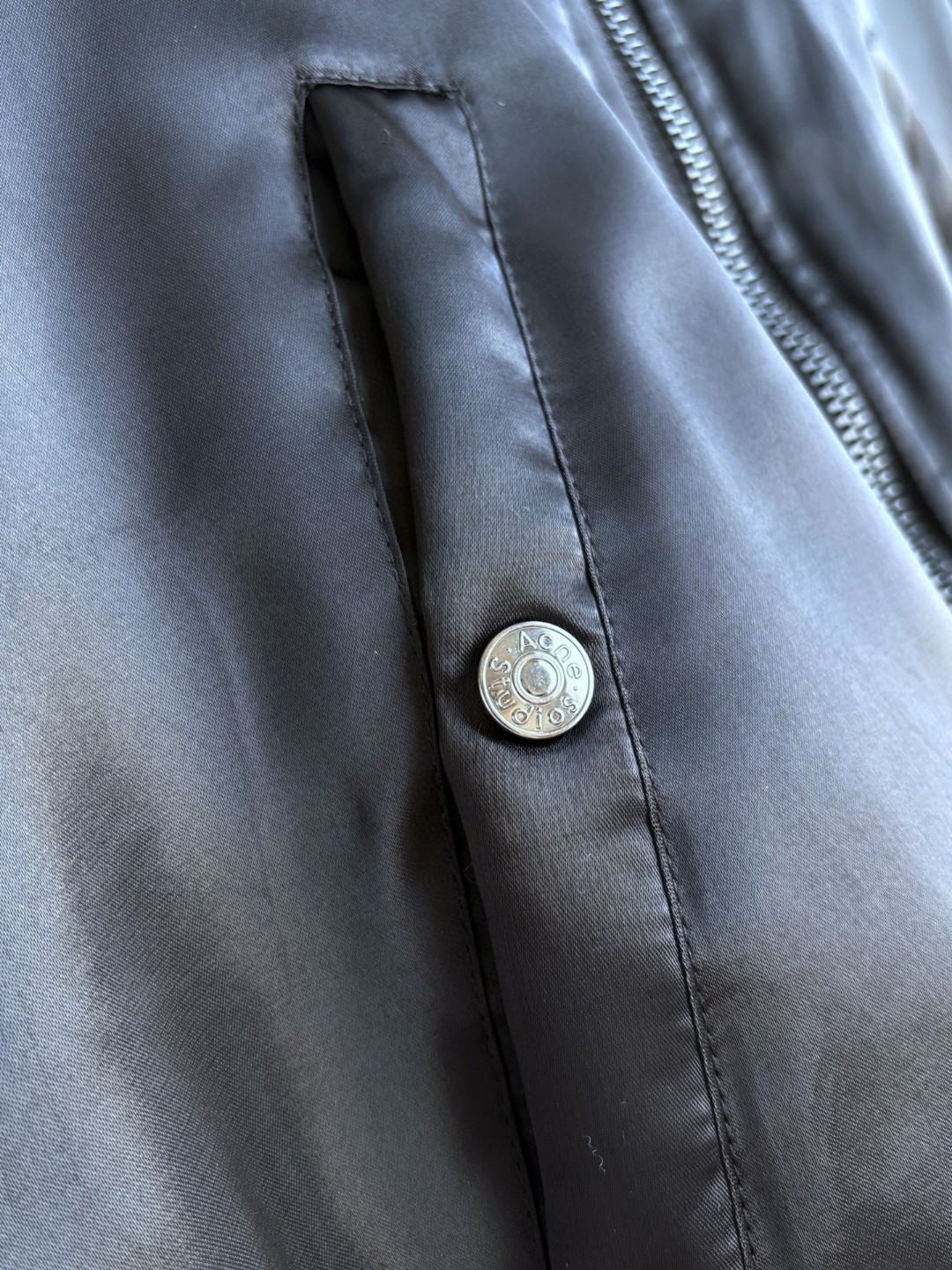 Acne Studios logo bomber jacket in black nylon