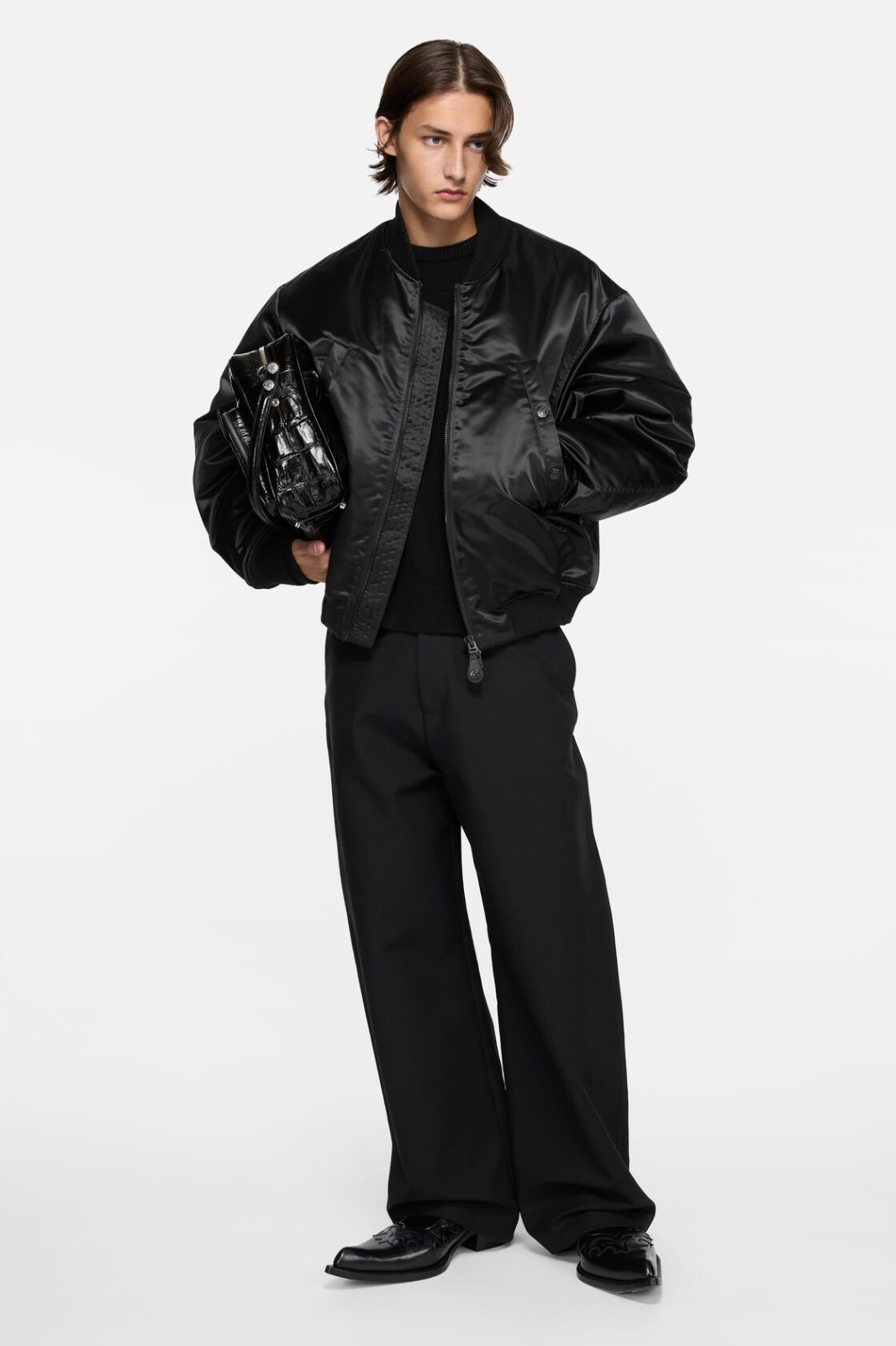 Acne Studios logo bomber jacket in black nylon