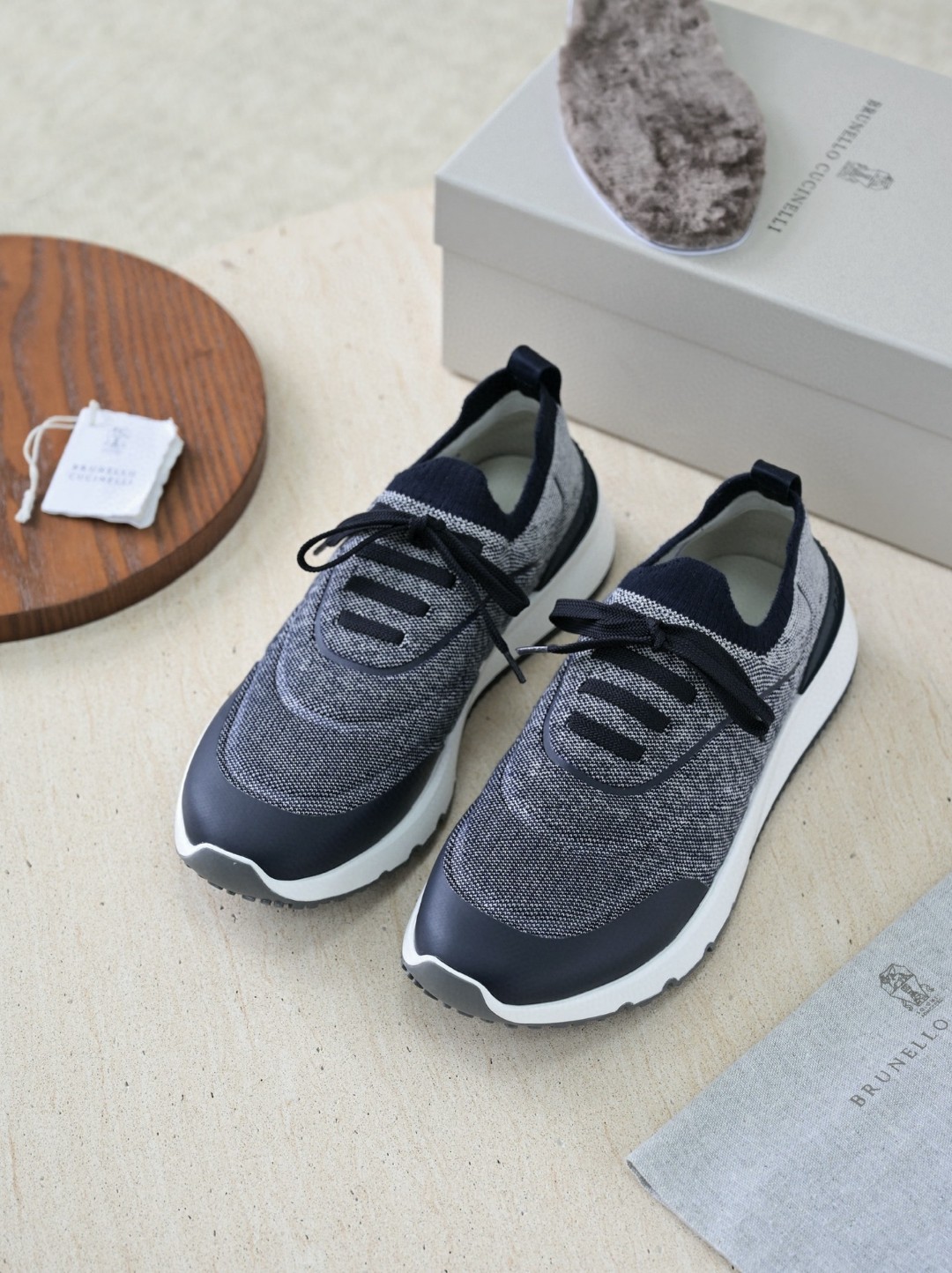 Brunello Cucinelli techno cotton knit heat-bonded sneakers