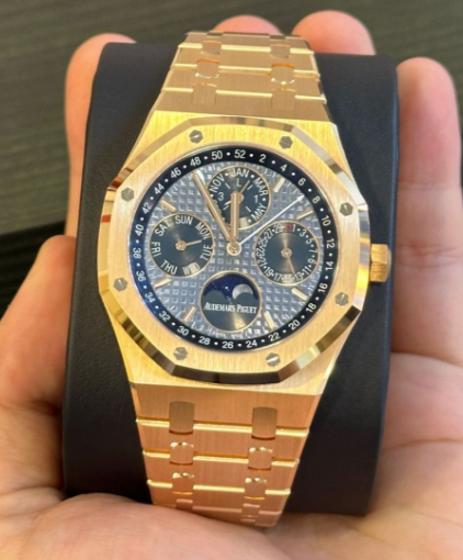 Audemars Piguet Royal Oak Perpetual Calendar watch in 18-carat rose gold with a blue dial