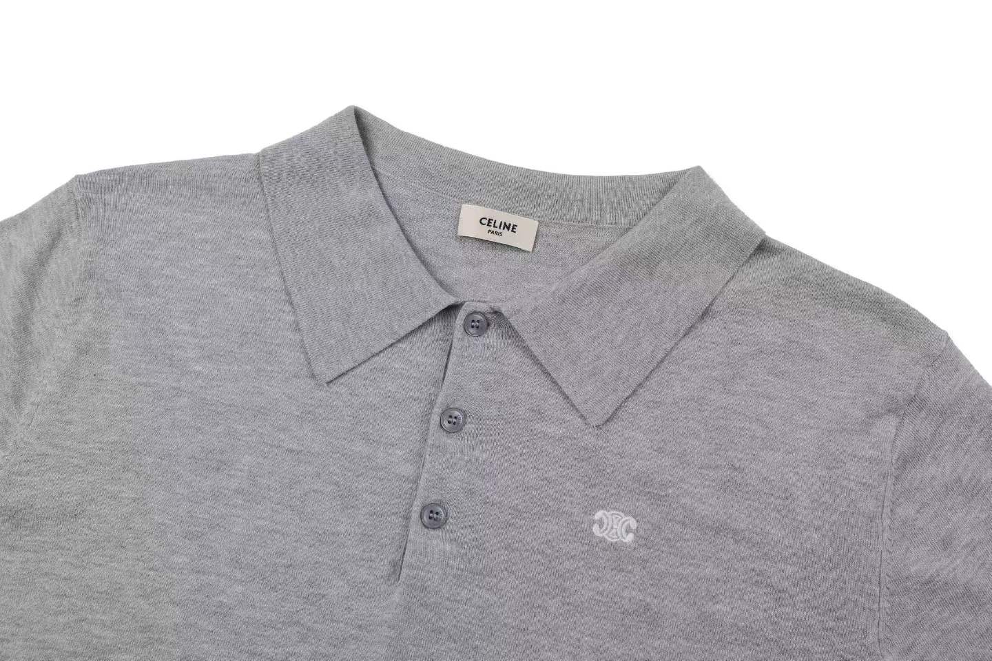 celine DSQUARED2 men's grey knitted polo shirt made of 100% cotton