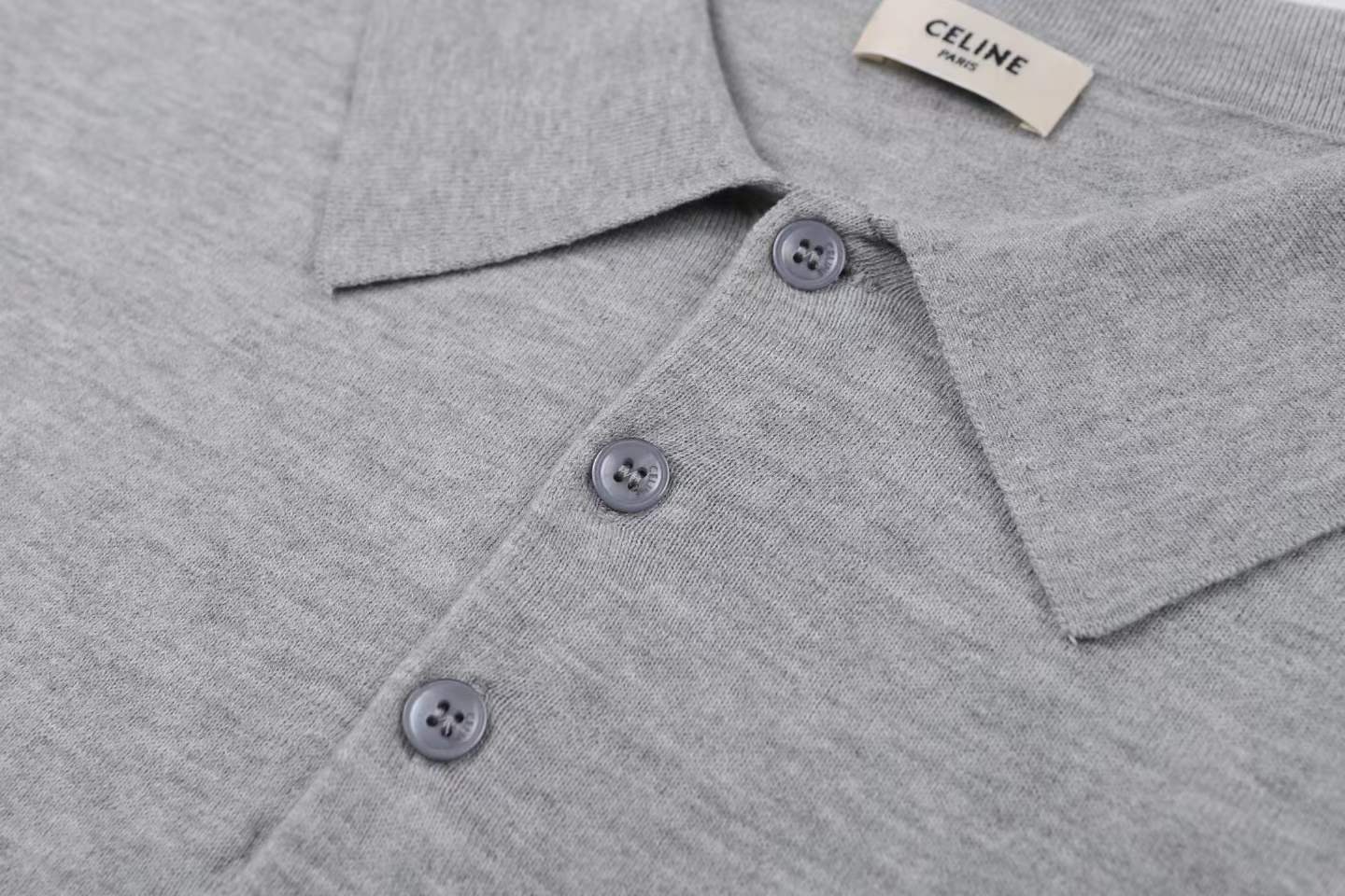 celine DSQUARED2 men's grey knitted polo shirt made of 100% cotton