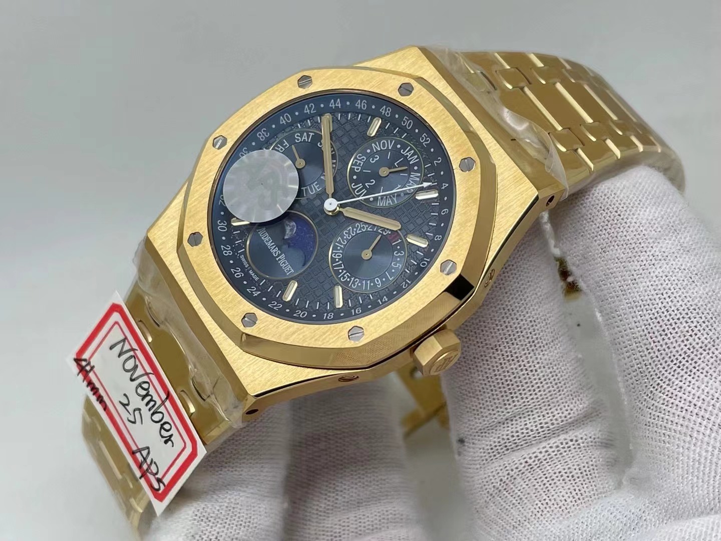 Audemars Piguet Royal Oak Perpetual Calendar watch in 18-carat rose gold with a blue dial