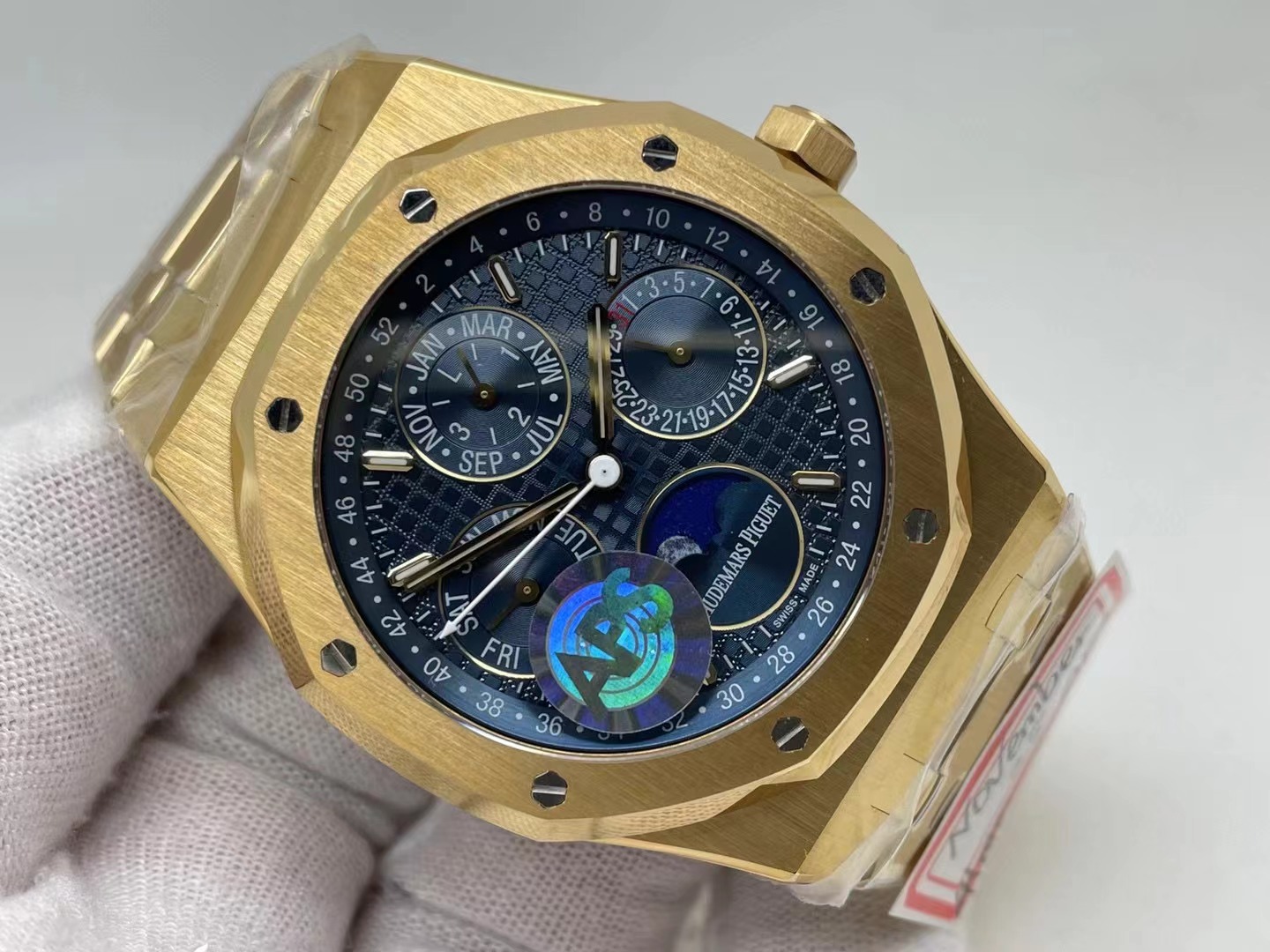 Audemars Piguet Royal Oak Perpetual Calendar watch in 18-carat rose gold with a blue dial