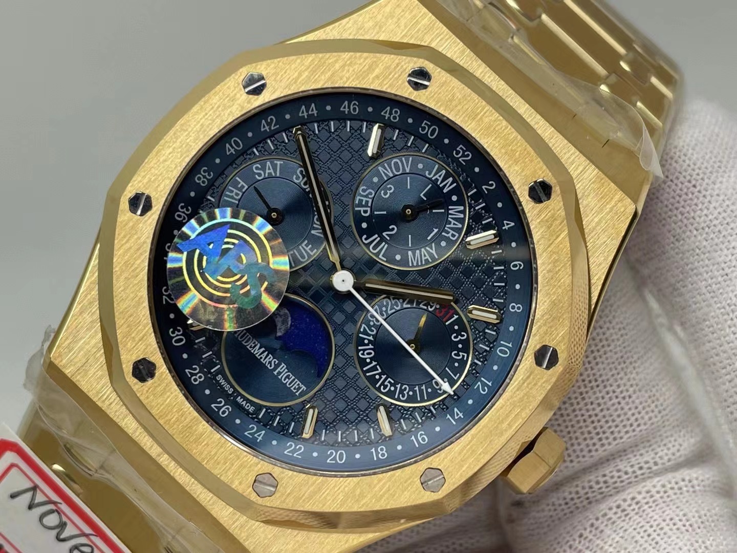 Audemars Piguet Royal Oak Perpetual Calendar watch in 18-carat rose gold with a blue dial