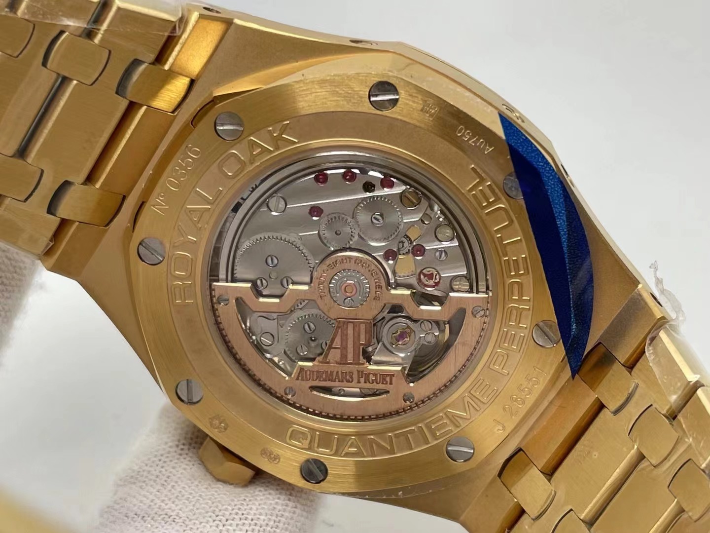 Audemars Piguet Royal Oak Perpetual Calendar watch in 18-carat rose gold with a blue dial