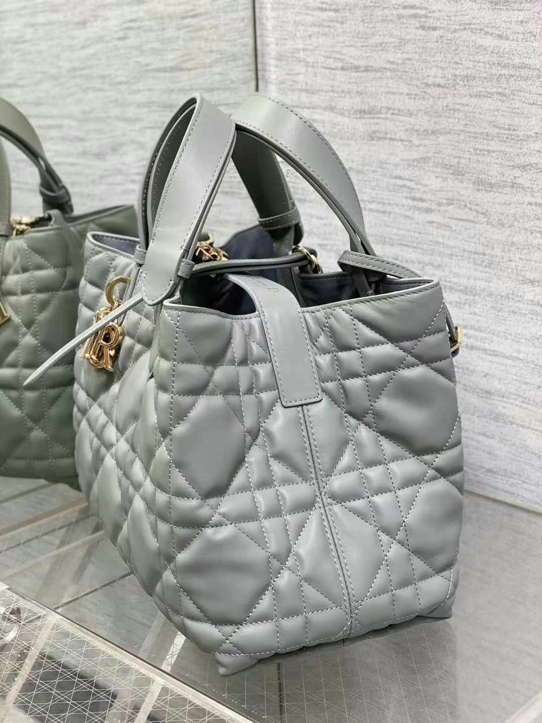 Dior Medium Dior Toujours Bag in stone gray calfskin