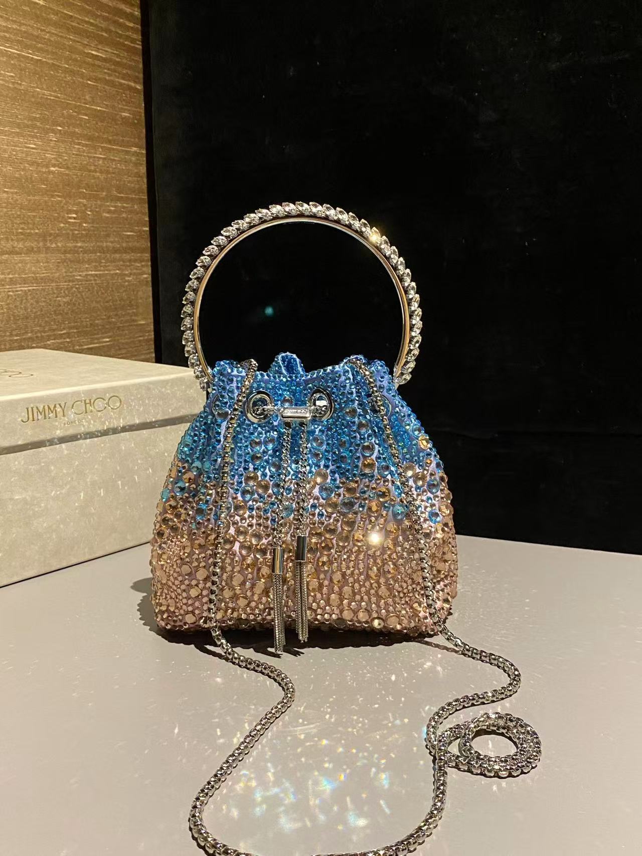 Jimmy Choo Bon Bon Crystal-Embellished Top Handle Bag all colors