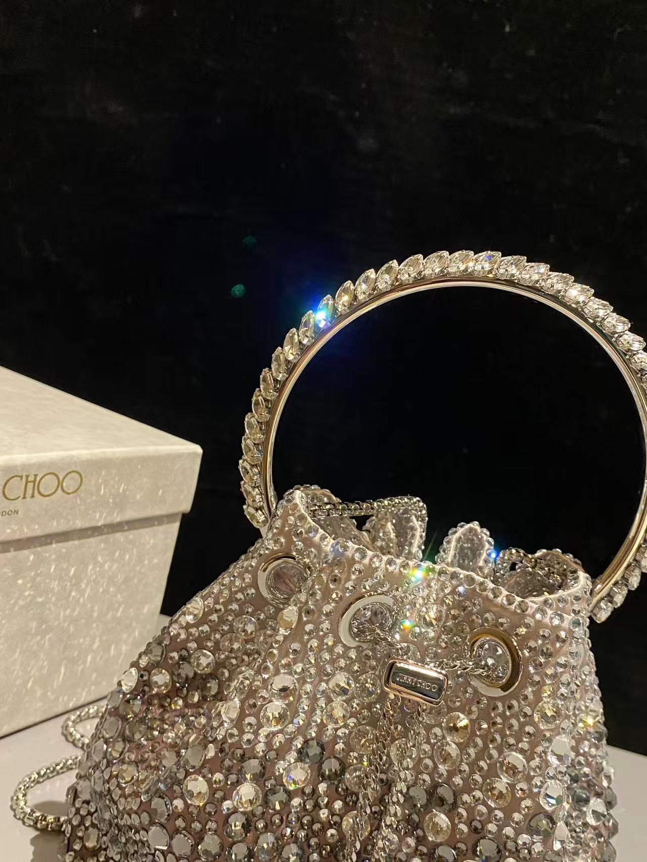 Jimmy Choo Bon Bon Crystal-Embellished Top Handle Bag all colors