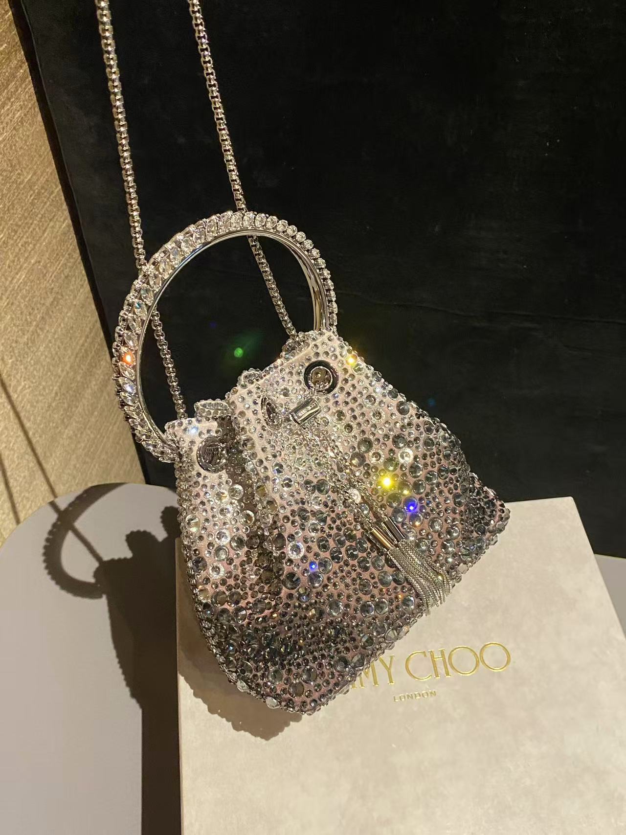 Jimmy Choo Bon Bon Crystal-Embellished Top Handle Bag all colors