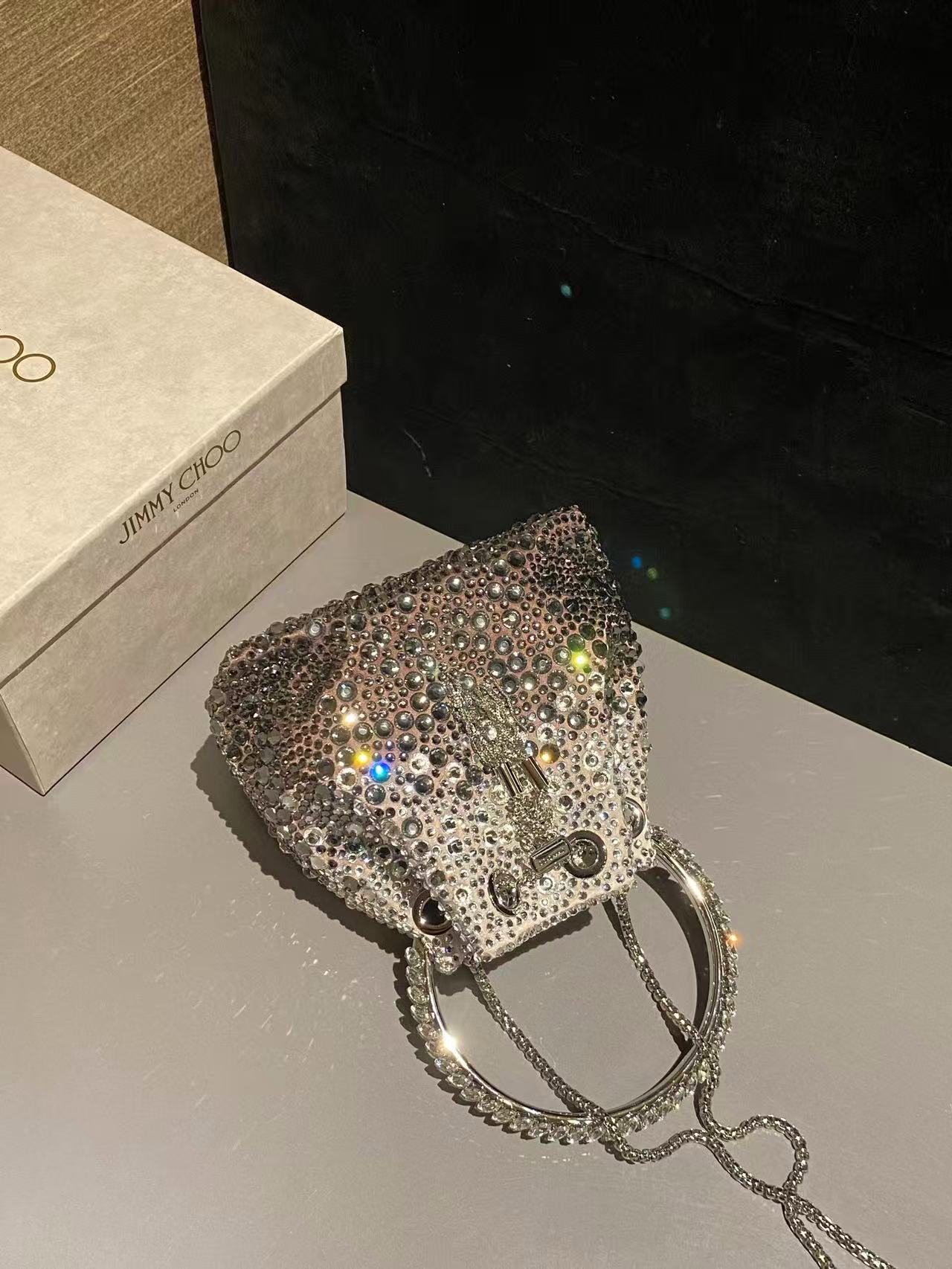 Jimmy Choo Bon Bon Crystal-Embellished Top Handle Bag all colors