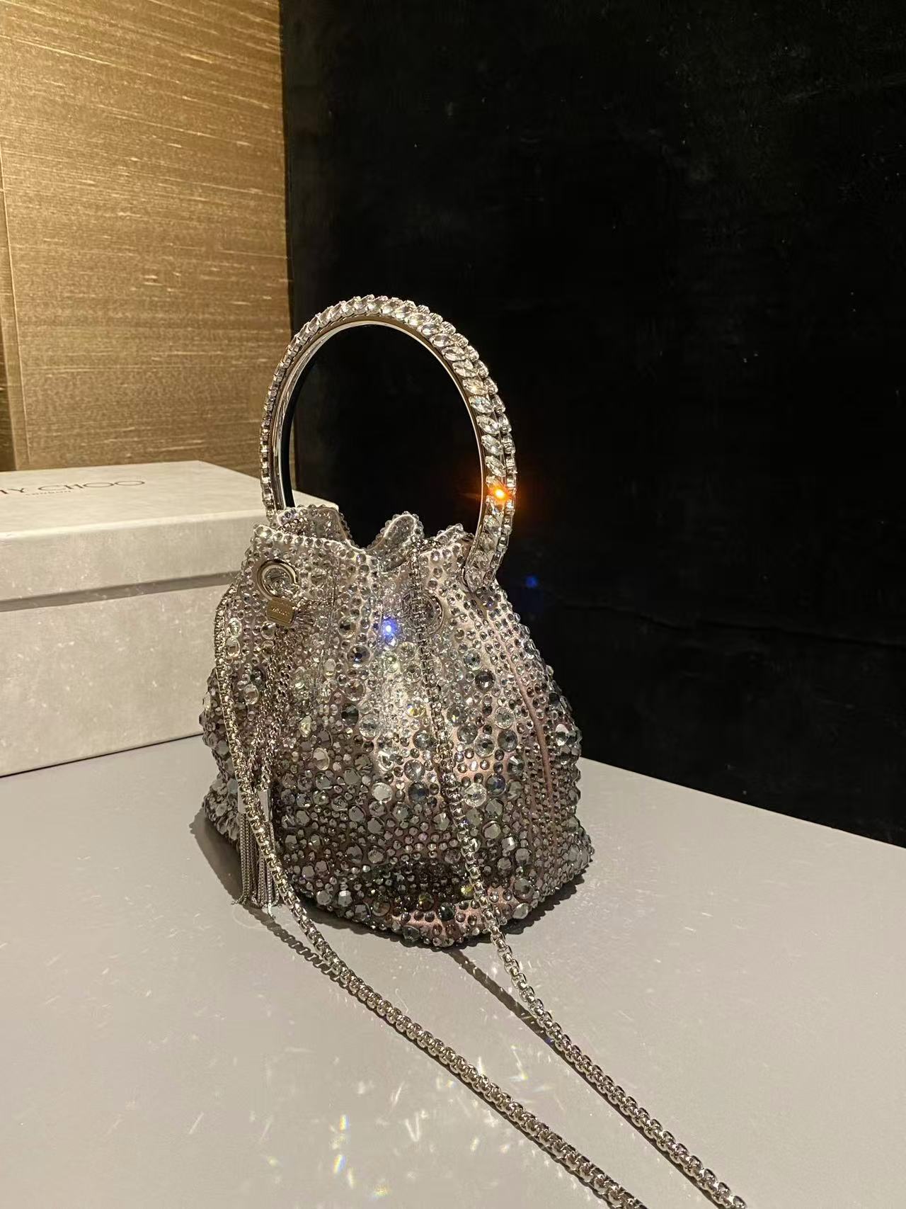 Jimmy Choo Bon Bon Crystal-Embellished Top Handle Bag all colors