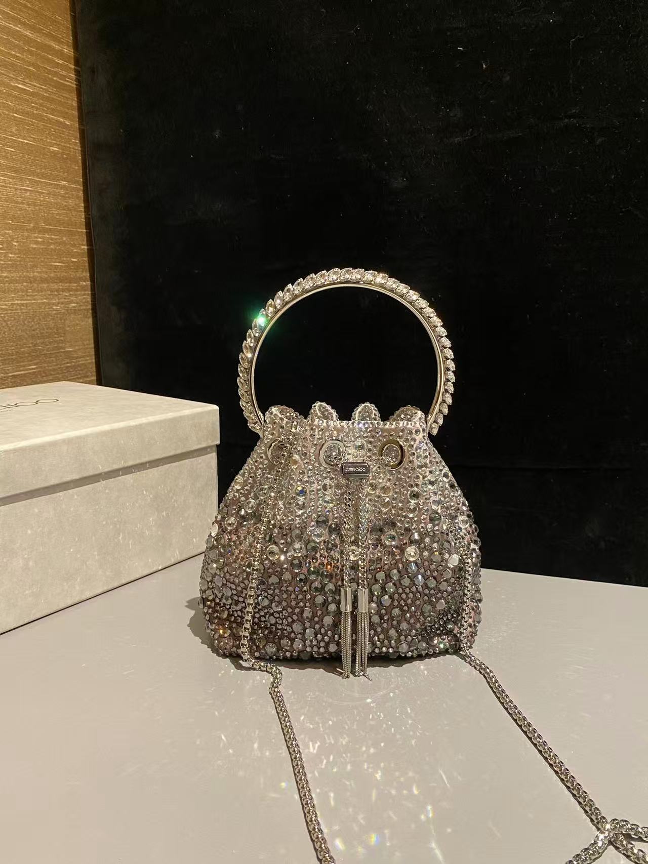 Jimmy Choo Bon Bon Crystal-Embellished Top Handle Bag all colors