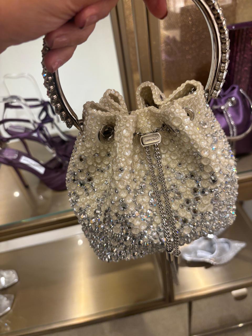 Jimmy Choo Bon Bon Crystal-Embellished Top Handle Bag all colors