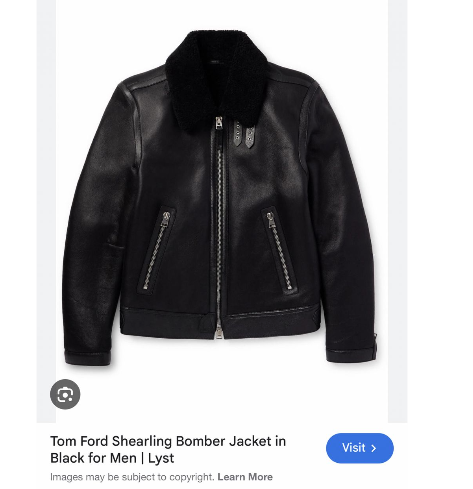 Tom Ford Shearling Bomber Jacket in Black