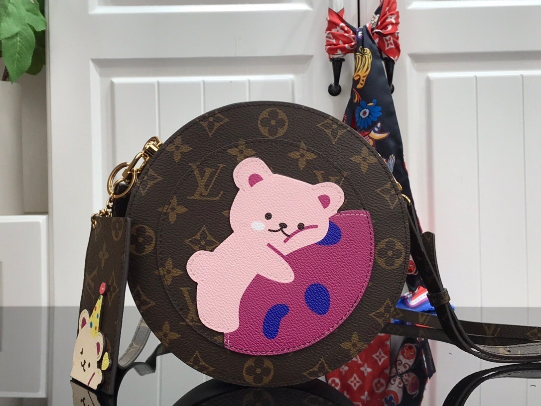LV Monogram Vivienne Round Coin Purse likely from the Candy Factory capsule collection