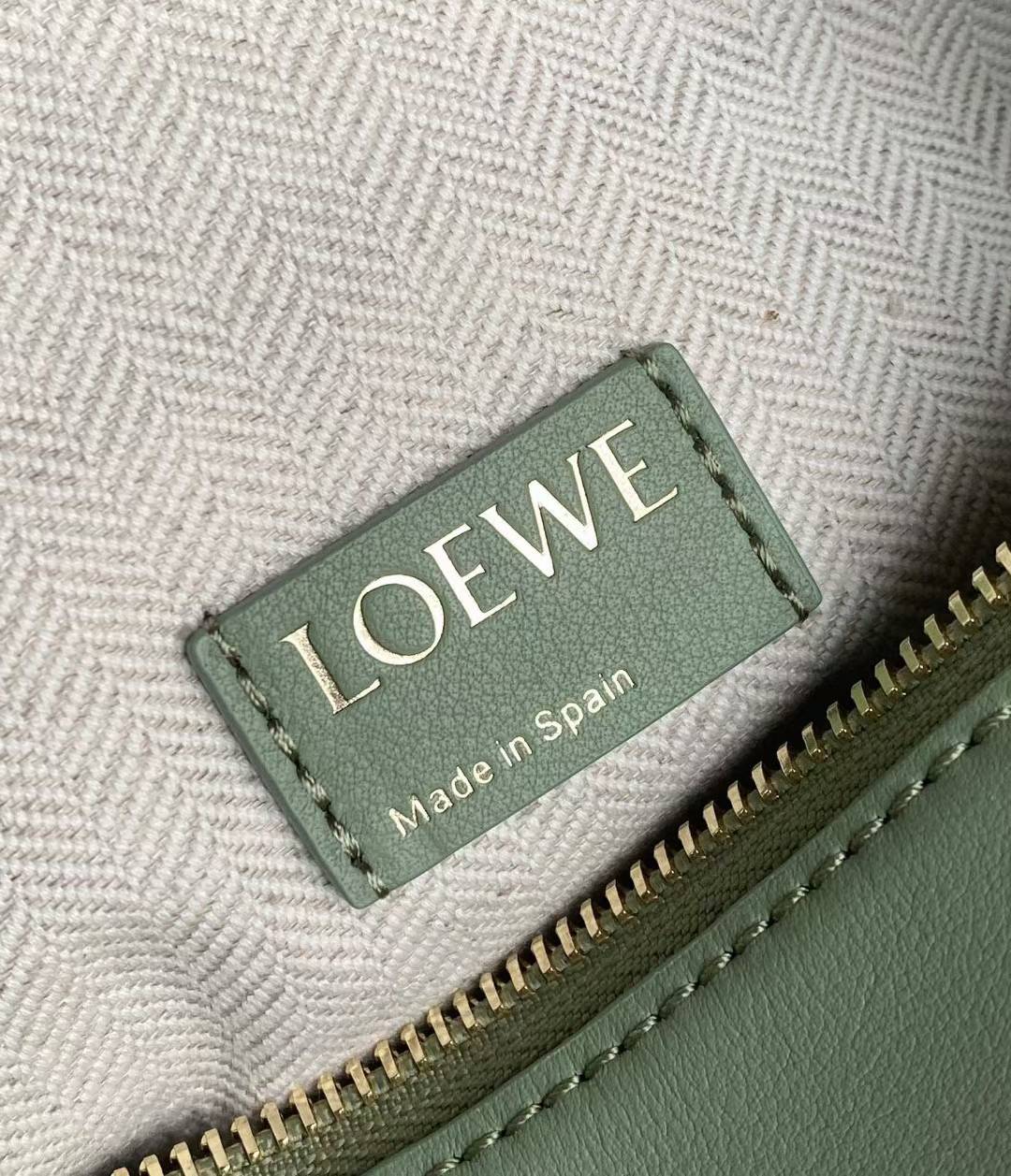Loewe Small Cubi leather shoulder bag in green.