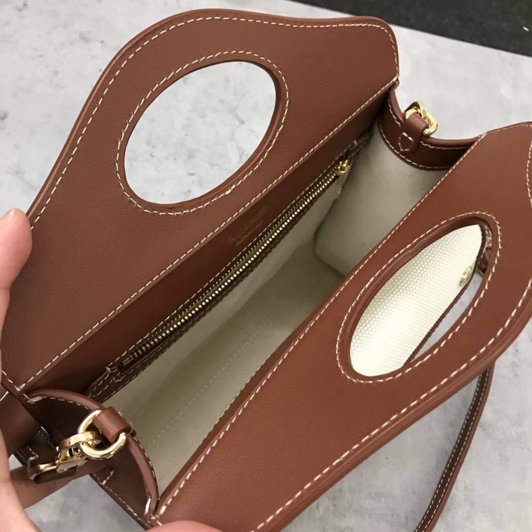 Burberry Brown Pocket Mini Canvas and Leather Top Handle Bag